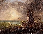 Thomas Cole Romantic Landscape with Ruined Tower oil painting reproduction